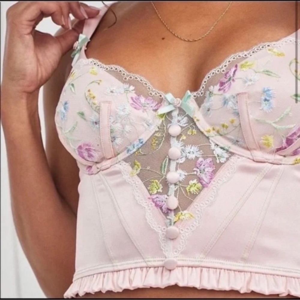 For Love & Lemons Midsummer Floral Bustier - Pink Medium